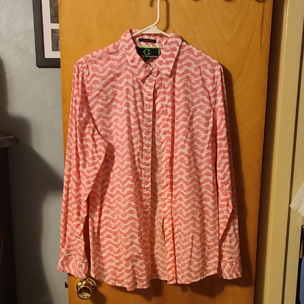 Pink Geometric Button Down Shirt